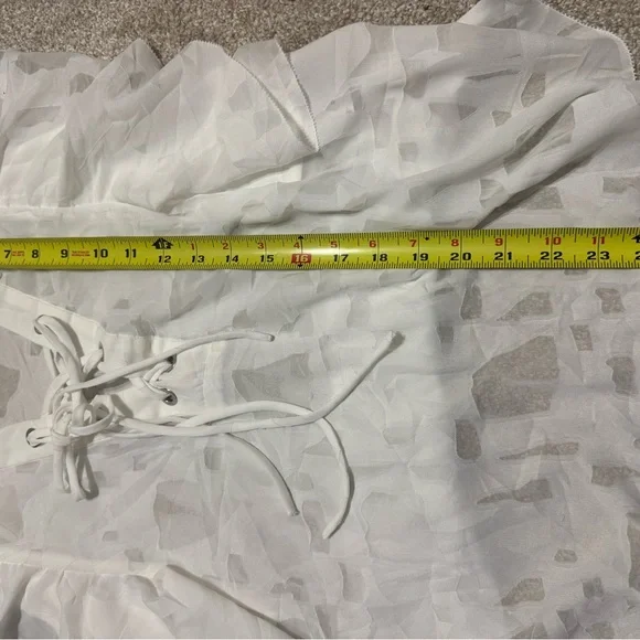IRO Gilka Burnout Lace-Up Top REVOLVE Size 36/2 Small White Flutter Sleeve - Picture 10 of 10